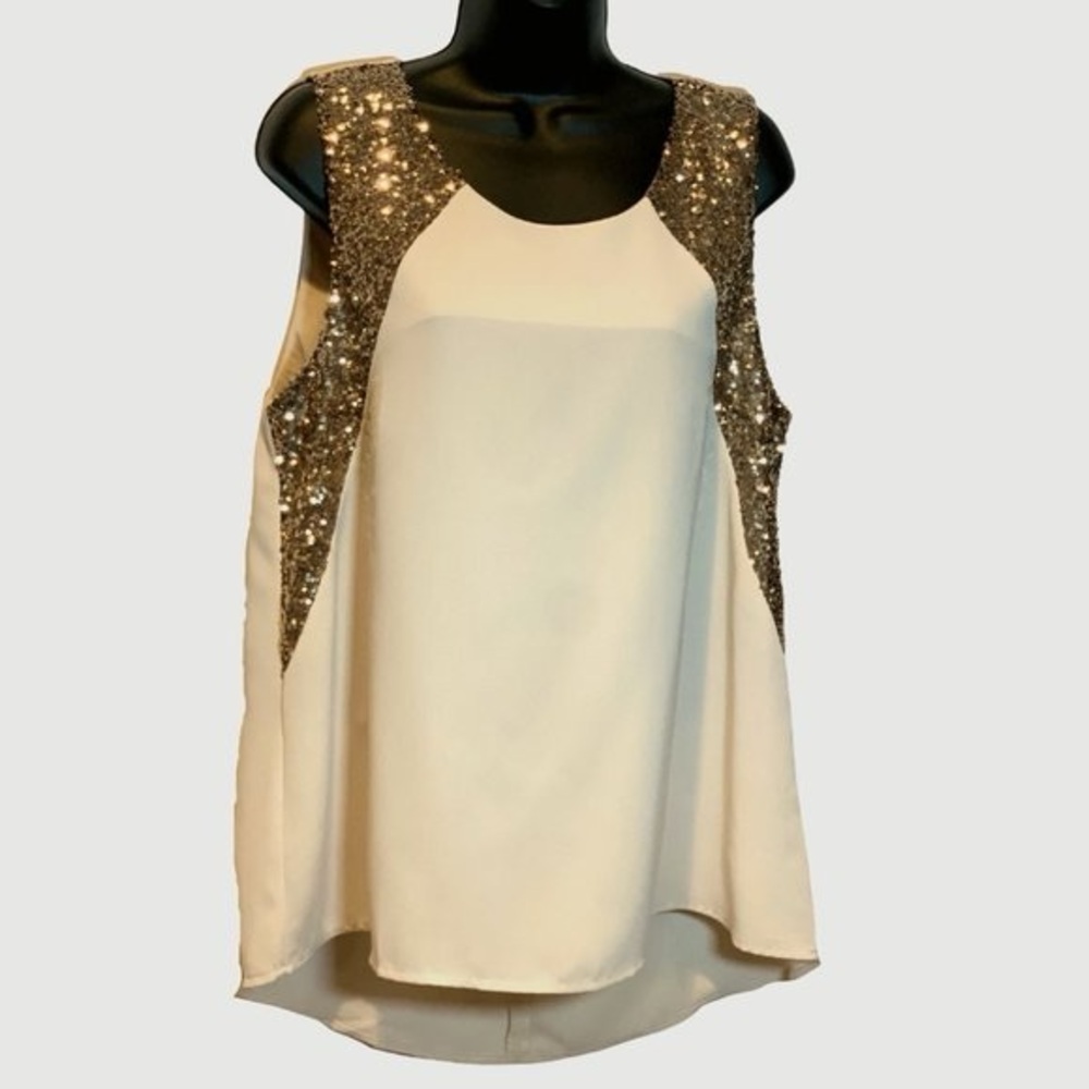 Forever 21 Cream Sequin Sleeveless Blouse- New with tags